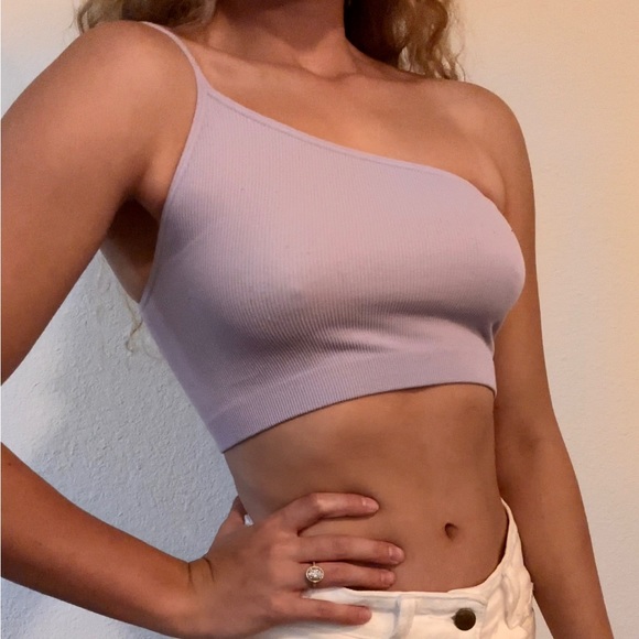 One shoulder ribbed crop top - Picture 1 of 2